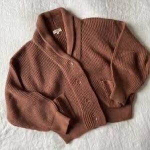 Ozma 100% Organic Cotton Cozy Brown Women's Sweater Cardigan Button Up Knit S